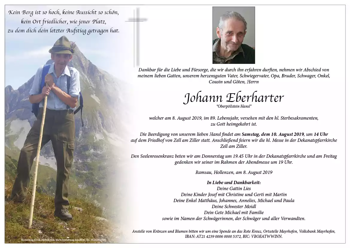 Parte von Johann Eberharter